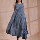 trueBrowns Indigo Dabu Zig-Zag Lines Print Cotton Sleeveless Kurta Pant Set | Swadesiicart