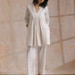 trueBrowns White With Small Floral Booti Print Cotton Pleated Co-Ord Set - Swadesiicart