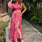 Noroke Sustainable fabric | Bemberg Asymmetrical Printed Long Dress | Swadesiicart