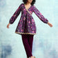 trueBrowns Wine Printed Velvet Lace Co-Ord Set - Swadesiicart