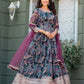 Anaita Grey Tabby Silk Stitched Anarkali Suit With Thread & Sequence Work