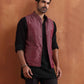 trueBrowns Men's Dark Purple Cotton Dobby Nehru Jacket | Swadesiicart