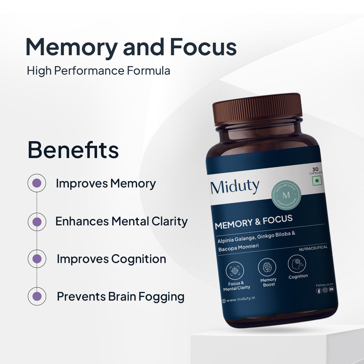 Miduty by Palak Notes Memory & Focus Capsules - Swadesiicart