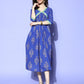 Ahalyaa Blue Floral Print Midi Empire Ethnic Dress | Swadesiicart