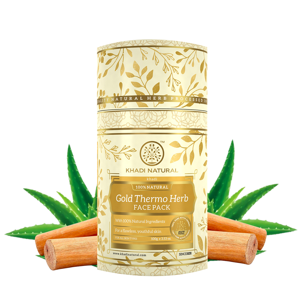 Khadi Natural Gold Thermo Herb Skin Tightning Face Pack - 100gm