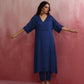 trueBrowns Blue Modal Kimono sleeve Kurta set | Swadesiicart