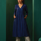 trueBrowns Blue Silk Angrakha Kurta Pant Set | Swadesiicart