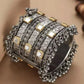Tehzeeb Creations Women's Silver Colour Oxidised Bangle With Kundan - Swadesiicart