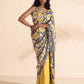 trueBrowns Yellow Muslin Ikat Ready to Wear Saree | Swadesiicart