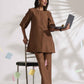 trueBrowns Brown Slub Co-ord Set - Swadesiicart