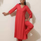 trueBrowns Coral Viscose Solid Kurta Pant Set | Swadesiicart