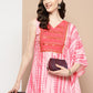 Ahalyaa Printed One-Shoulder Flared Sleeve Sequinned Kurta with Trousers | Swadesiicart
