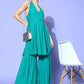 InWeave Women's Teal Lace Work Backless Kurta Sharara Set - Swadesiicart