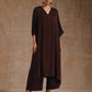 trueBrowns Cola Brown Modal Satin Oversized Kurta Set | Swadesiicart