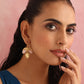 trueBrowns Brass Crystal Leaf Earrings - Swadesiicart