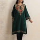 trueBrowns Green Kashmiri Embroidered Woollen Phiran Kurta | Swadesiicart