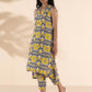 trueBrowns Yellow Cotton Ikat Sleeveless Kurta Pant Set | Swadesiicart