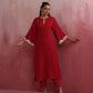 trueBrowns Red Straight Cotton Dobby Kurta Set | Swadesiicart
