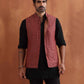 trueBrowns Men's Rust Cotton Dobby Nehru Jacket | Swadesiicart