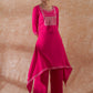 InWeave Women's Magenta Emb Assymetrical Kurta Pant Set - Swadesiicart