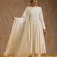 trueBrowns Ivory Gold Cotton Anarkali Set | Swadesiicart