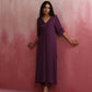 trueBrowns Purple Modal Pleated Kurta Set | Swadesiicart