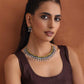 trueBrowns Silver Tone Stone Necklace Set - Swadesiicart