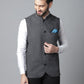 Even Apparels Men's Grey Pure Wool Nehru Jacket | Swadesiicart