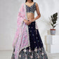 House of Panchhi Navy Blue Georgette Sequins, Mirror And Thread Embroidery Lehenga Choli & Dupatta | Swadesiicart