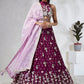 House of Panchhi Burgundy Pure Georgette Sequins And Thread Embroidery Lehenga Choli & Dupatta | Swadesiicart