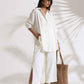 trueBrowns White Cotton Check Shirt Co-ord Set - Swadesiicart