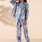 trueBrowns Blue Cotton Ikat Short Co-ord Set - Swadesiicart