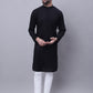 Even Apparels Black Pure Cotton Kurta With Band Collar | Swadesiicart