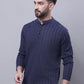 Indian Clothing Even Apparels Blue Pure Cotton Short Kurta With Band Collar | Swadesiicart