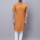 Even Apparels Yellow Pure Cotton Short Sleeves Kurta With Band Collar | Swadesiicart