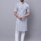 Even Apparels Grey Pure Cotton Short Sleeves Kurta With Band Collar | Swadesiicart