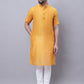 Even Apparels Yellow Pure Cotton Short Sleeves Kurta With Band Collar | Swadesiicart