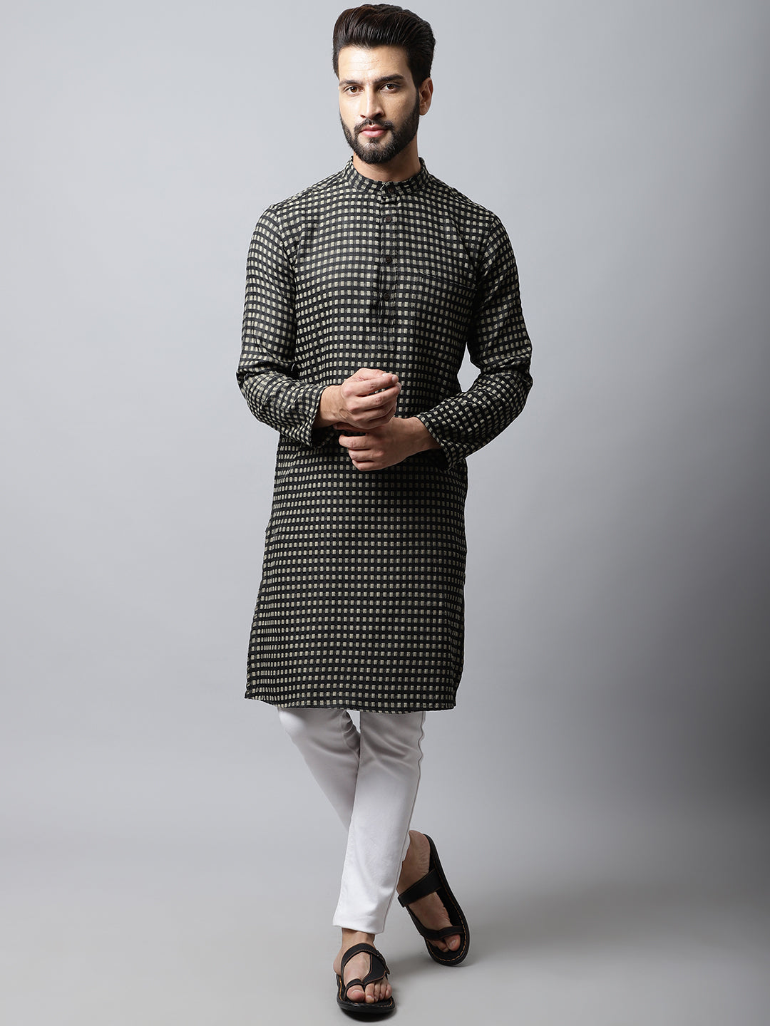 Even Apparels Brown Pure Cotton Kurta With Band Collar | Swadesiicart