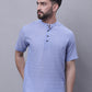 Even Apparels Blue Pure Cotton Short Kurta With Band Collar | Swadesiicart