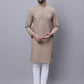 Even Apparels Beige Pure Cotton Kurta With Band Collar | Swadesiicart