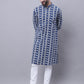 Even Apparels Blue Pure Cotton Kurta With Band Collar | Swadesiicart