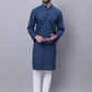 Even Apparels Blue Pure Cotton Kurta With Band Collar | Swadesiicart