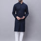 Even Apparels Blue Pure Cotton Kurta With Band Collar | Swadesiicart