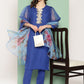 InWeave Women's Ink Blue Organza Sleeve Kurta Set W Blue Fuchsia Or Dupatta - Swadesiicart
