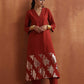 trueBrowns Rust Metallic Straight Kurta Set | Swadesiicart