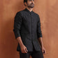 trueBrowns Men's Black Chanderi Long Jacket | Swadesiicart