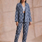 trueBrowns Grey On Grey Ikat Print Cotton Pant Suit Set | Swadesiicart