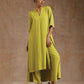 trueBrowns Lime Modal Satin High-Low Relax Kurta Set | Swadesiicart