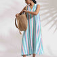 trueBrowns Green Cotton Multi Stripe Flared Dress | Swadesiicart