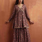 trueBrowns Brown Print Sharara Set | Swadesiicart